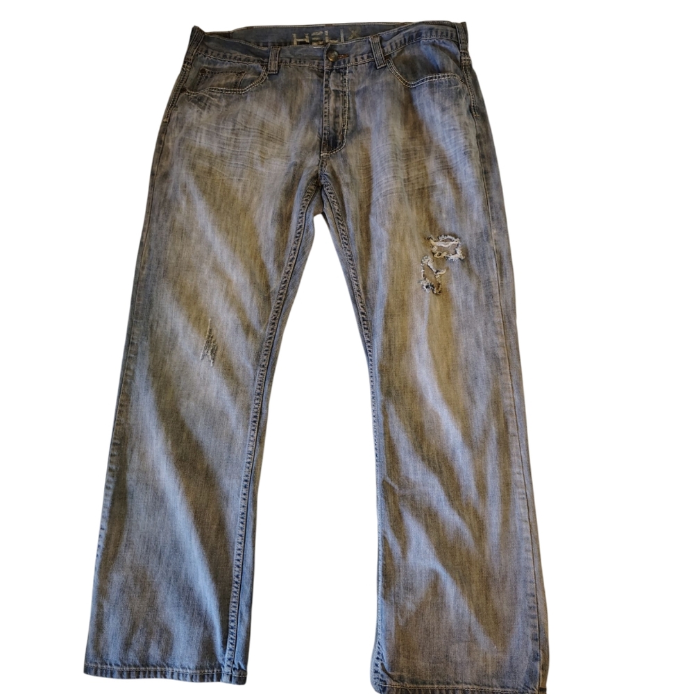 Helix Disstressed VTG Slim Boot High-rise Denim Blue Jeans Size 38/32 Men's